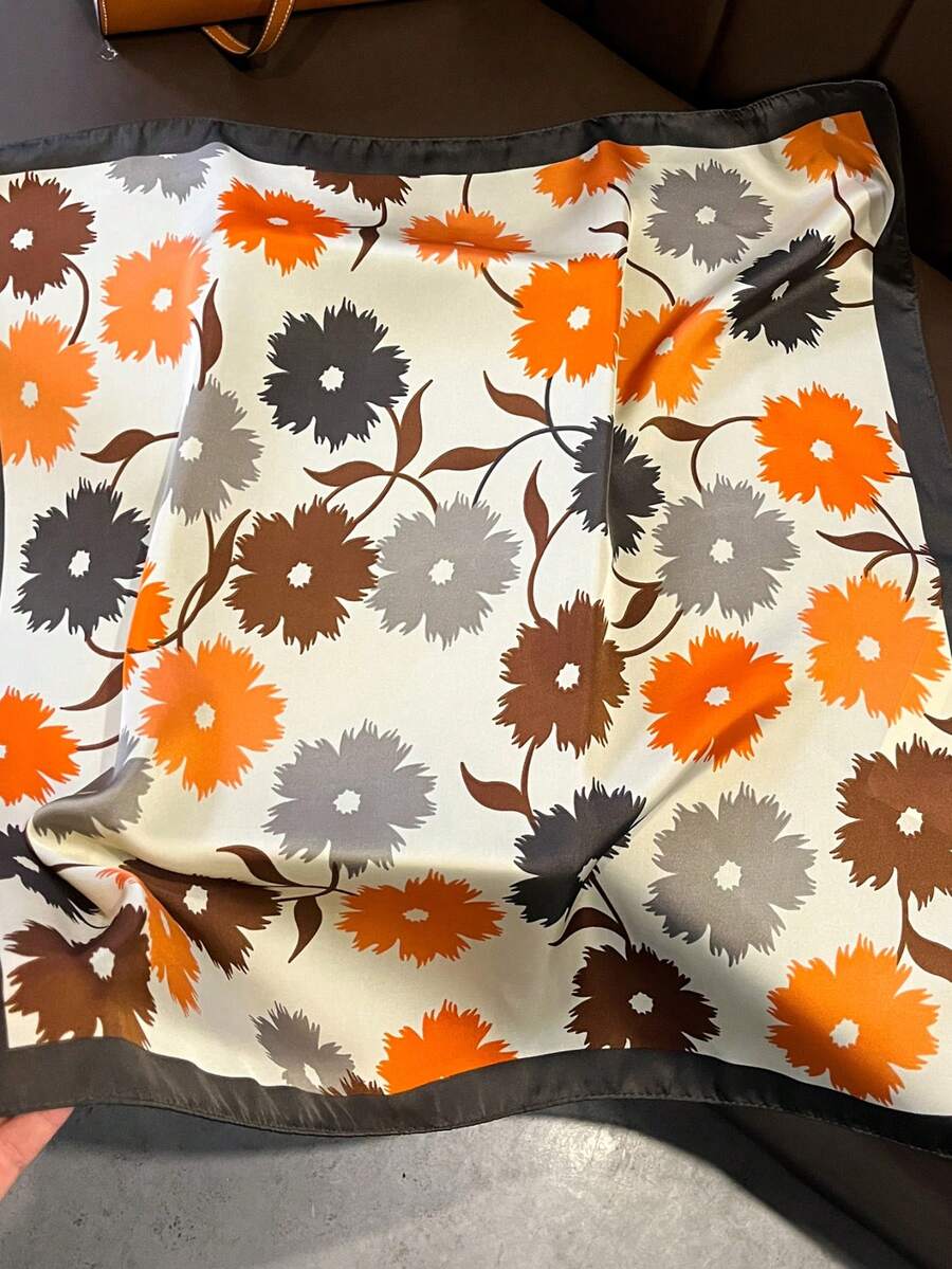 Travel Accessories Essentials - 1pc Lenço Floral Laranja Novo Primavera/Verão,